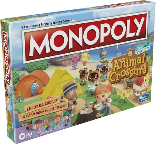 Vista 4 de Monopoly Animal Crossing New Horizons Edition Board Game for Kids Ages 8 and Up, Fun Game to Play for 2-4 Players