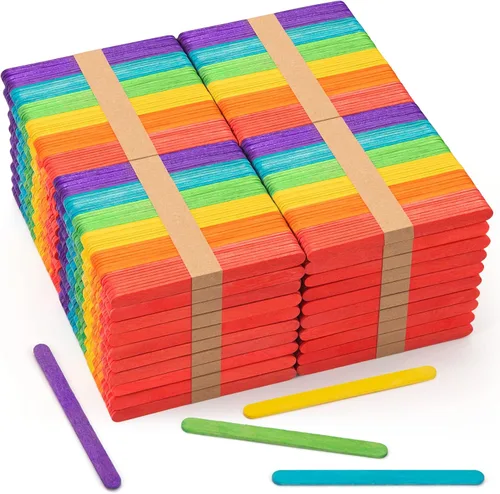 Vista 11 de WISYOK 120 palitos de paletas de colores prémium para manualidades, palitos de madera de colores de 4.5 pulgadas, palitos de helado, palitos