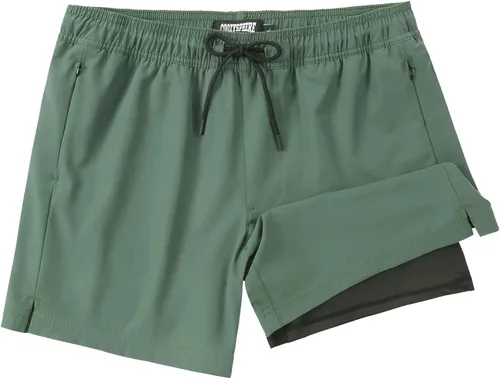 Vista 17 de Mens Swim Trunks with Compression Liner 5 Inch Inseam Swimming Trunks Shorts for Men