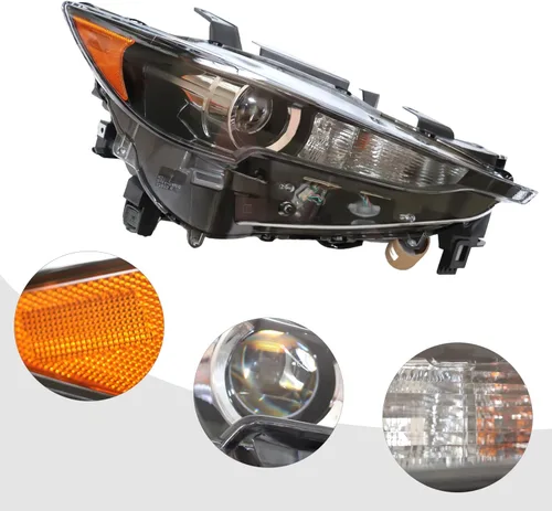 Vista 3 de Conjunto de faros delanteros LED halógenos para Mazda CX-5 CX5 2017-2021, para Mazda Cx-5 Cx5 2017 2018 2019 2020 2021, lente transparente