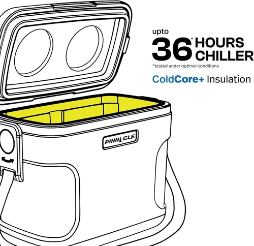 Vista 6 de Pinnacle 8.5Qt Mini Cooler – 14 x 7.6 x 10.6In Ice Box with Smart Divider, Locking Lid, Adjustable Shoulder Strap – Insulated Picnic Basket Beach
