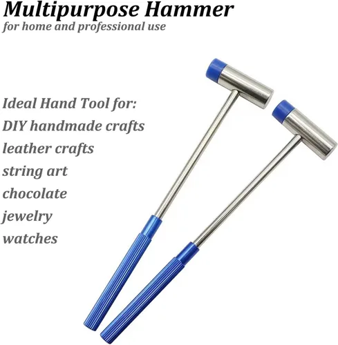 Vista 6 de Martillo pequeño de doble cabeza para proyectos pequeños, cabeza de plástico y cabeza de metal, mazo de joyería, mini mazo para reloj, afinación
