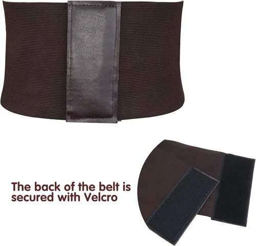 Vista 3 de Glamorstar Cinturón de corsé para mujer, cinturón ancho elástico atado de avispa, cinturones de cintura de cuero con cordones para vestidos de mujer