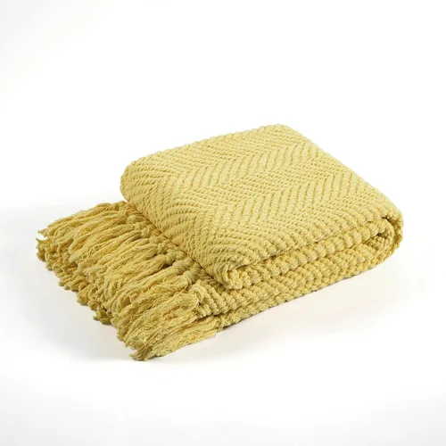 Vista 7 de Manta para sofá, funda de sofá suave de punto texturizado, manta de tweed con borlas de flecos para decoración del hogar, cama, sofá, silla, 50 x 60