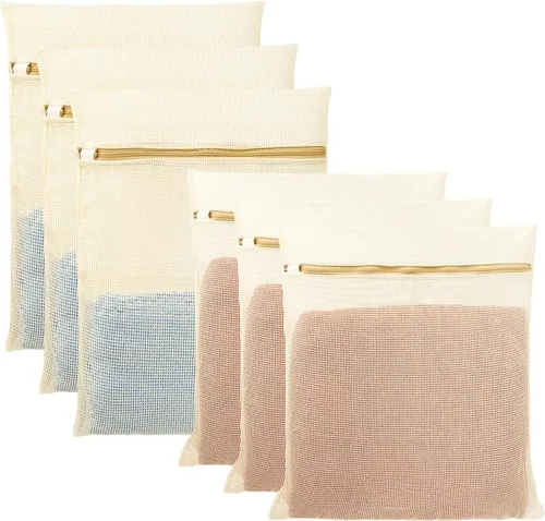 Vista 7 de Paquete de 2 bolsas de malla para lavandería, 23 x 35 pulgadas, bolsas de malla resistentes con cierre de cordón para residentes universitarios