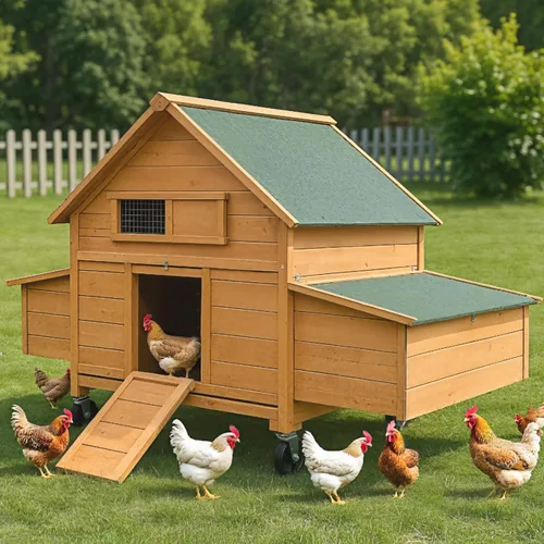 Vista 8 de Morngardo Gallinero para 2-4 pollos de madera al aire libre jaula de aves de corral conejera con rampa, caja anidable, bandeja, barra de gallo, 4