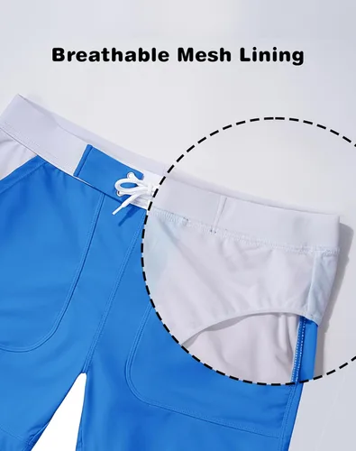 Vista 5 de MAGNIVIT Traje de baño para hombre, color liso, básico, largo, deportivo, con bolsillos