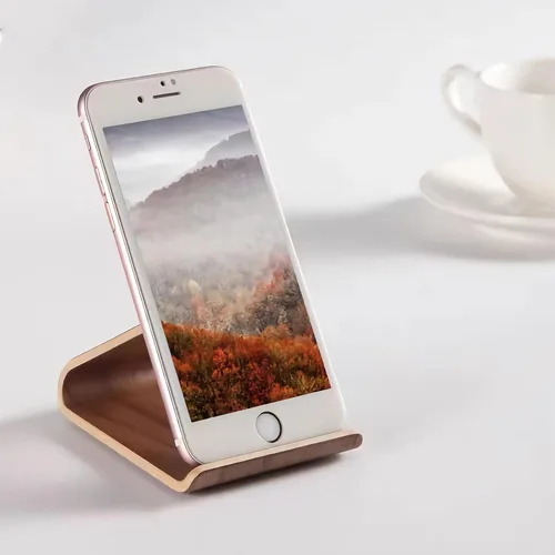 Vista 4 de Wooden Cell Phone Stand, Universal Mobile Phone Holder Stand Non Slip Stable Desktop Phone Stand for iPhone, iPhone13,Samsung Galaxy Smartphones