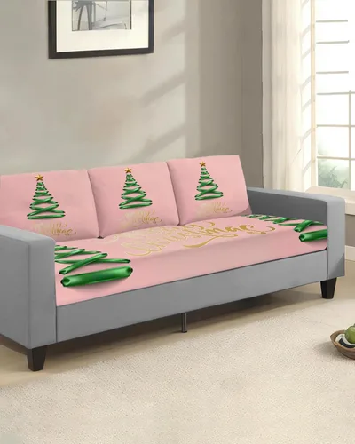 Vista 2 de Fundas de cojín para sofá de árbol de Navidad, funda elástica para sofá con parte inferior elástica, fundas de sofá con diseño de árbol de Navidad