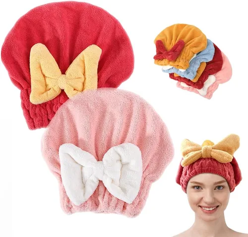 Vista 9 de 2 piezas de toalla absorbente para envolver el cabello húmedo, toalla de microfibra para envolver el cabello de secado rápido y engrosado