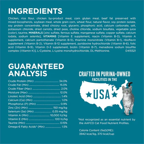 Vista 5 de Purina ONE Alimento seco natural para gatos, mezcla de pollo real Tender Selects (paquete de 4) bolsas de 3.5 libras