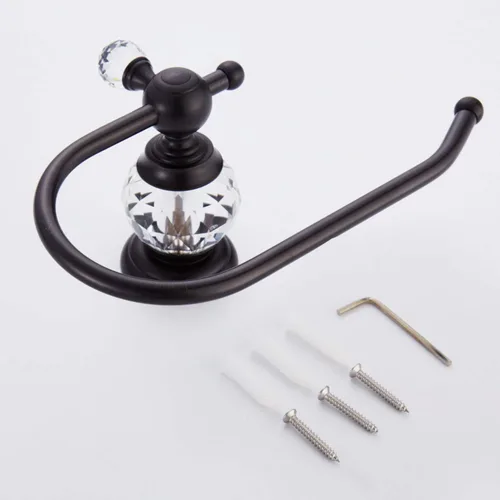 Vista 5 de Crystal Series Brass Toilet Paper Roll Holder.Black