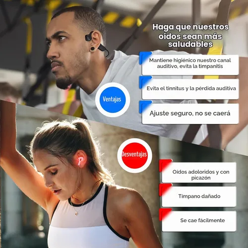 Vista 2 de Auriculares inalámbricos de conducción ósea Bluetooth con micrófono de larga duración de batería, impermeables, para correr, ciclismo, senderismo