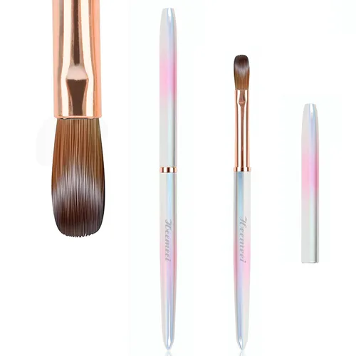 Vista 11 de Pincel para uñas acrílicas tamaño 8, 100% puro pincel de arte de uñas de Kolinsky, herramientas de diseño de polvo acrílico con mango resistente