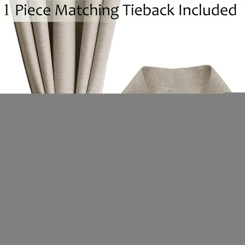 Vista 76 de Frelement Cortinas opacas de lino natural, paneles de cortinas con ojales para sala de estar, cortinas con aislamiento térmico, 52 pulgadas de ancho