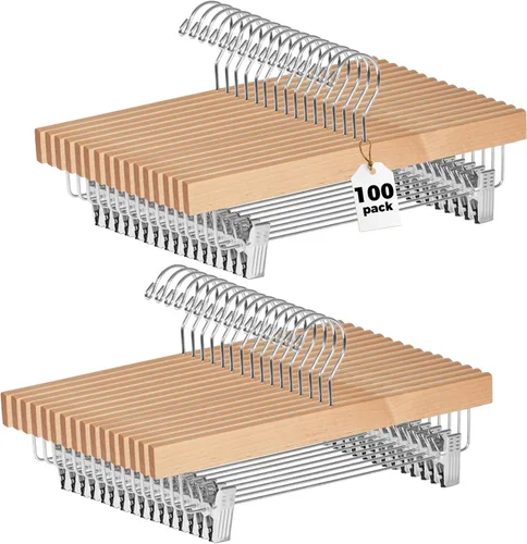 Vista 21 de Quality Hangers Perchas de madera negras para pantalones, paquete de 10 perchas giratorias para ropa, falda de madera de loto, pantalones