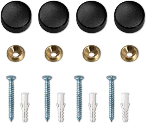 Tapones de rosca decorativos, tapa de aleación de aluminio macizo, tornillos decorativos con tapas, 0.6 pulgadas, negro pulido