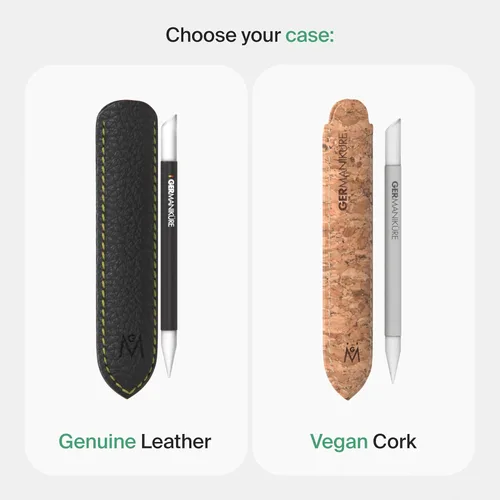 Vista 4 de GERMANIKURE Palo de cutícula de vidrio transparente, sin funda, fabricado éticamente en la República Checa, empujador y removedor de cutículas, lima