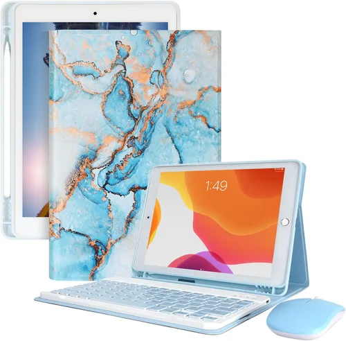 Vista 19 de Funda de teclado LAMA para iPad de 10.2 pulgadas, estuche inalámbrico con teclado con soporte para lápices para iPad de 10.2 y 10.5 pulgadas