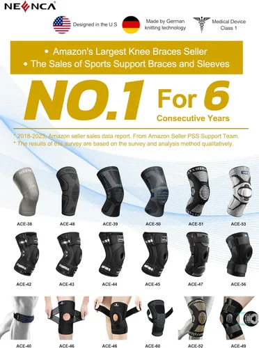 Vista 8 de NEENCA Professional Knee Brace for Pain Relief, Medical Knee Support with Patella Pad & Side Stabilizers, Compression Knee Sleeve for Meniscus Tear