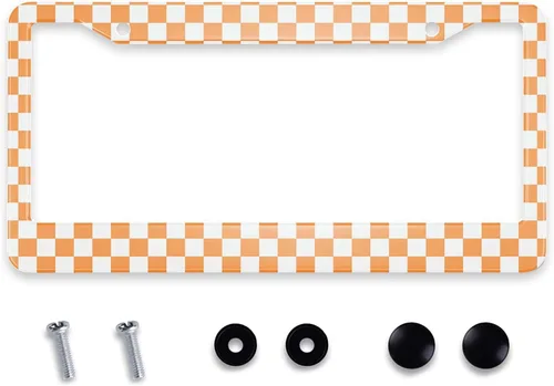 Vista 12 de Smooffly Marco de placa de matrícula con bandera de Estados Unidos pintada en madera vieja para accesorios decorativos de coche, resistente al