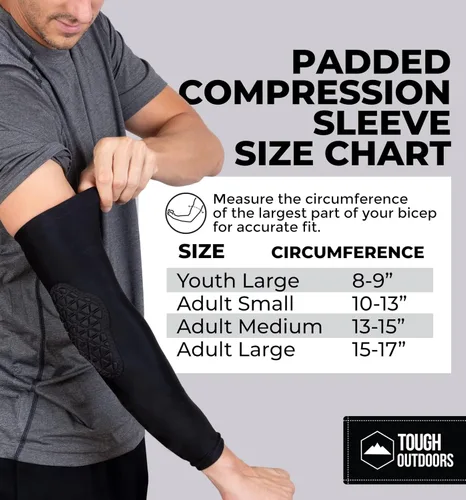 Vista 7 de Tough Outdoors Manga acolchada para el brazo, manga de codo acolchada, manga de brazo de baloncesto, manga para codo de voleibol, almohadilla