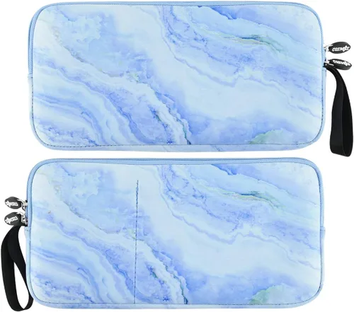 Vista 4 de CM Funda de transporte de neopreno compatible con teclado y mouse mágicos, trackpad (patrón de mármol azul)