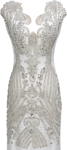Parches hechos a mano con cuentas de diamantes de imitación, 1 par, versátiles para vestidos de noche, vestidos de novia, disfraces de baile, añade