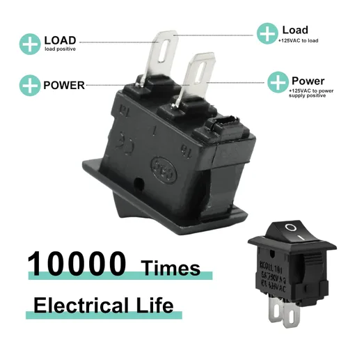 Vista 3 de yueton Paquete de 12 interruptores de luz modernos AC 3A/250V 6A/125V 2 pines E/S SPST a presión en mini interruptor basculante para proyector