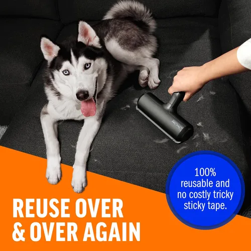 Vista 4 de Chom Chom Roller Removedor de pelo de mascotas y rodillo de pelusa reutilizable - Removedor de pelo de gatos y perros ChomChom negro para muebles