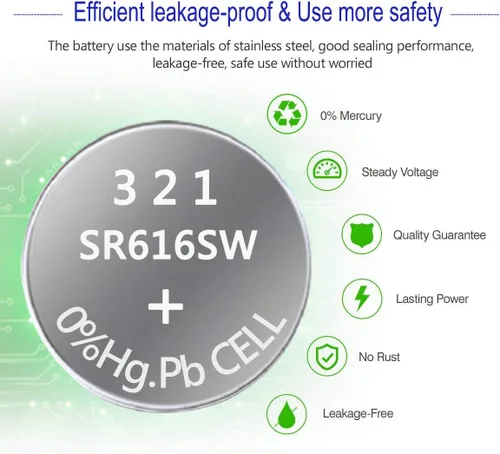 Vista 2 de UOGTNON Batería de reloj 321 SR616SW de 1.5 V (10 unidades)