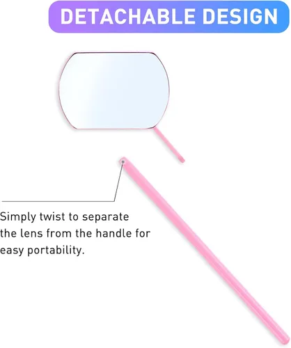 Vista 3 de TBWHL Espejo de Mano de Viaje en Forma de Corazón, Espejo de Mano Cosmético con Mango para Afeitado de Una Sola Cara Portátil de Viaje Espejo