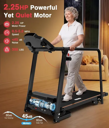 Vista 14 de Redliro Cinta de correr para personas mayores con pasamanos largos black
