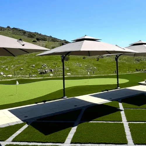 Vista 71 de PURPLE LEAF Sombrilla de Patio Voladiza de 10' x 13' para Exteriores con Base de 330 libras, Sombrilla Rectangular Grande Resistente al Viento Gris