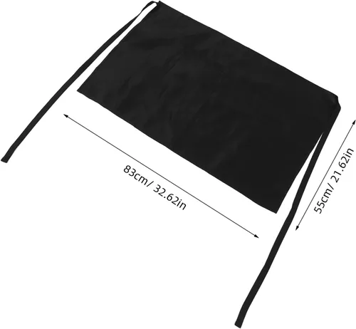 Vista 2 de minkissy 2pcs Black Waterproof Kitchen Half Aprons for Servers with 3 Pockets, Extra Long Waist Ties, Unisex Restaurant Cooking and Catering Work