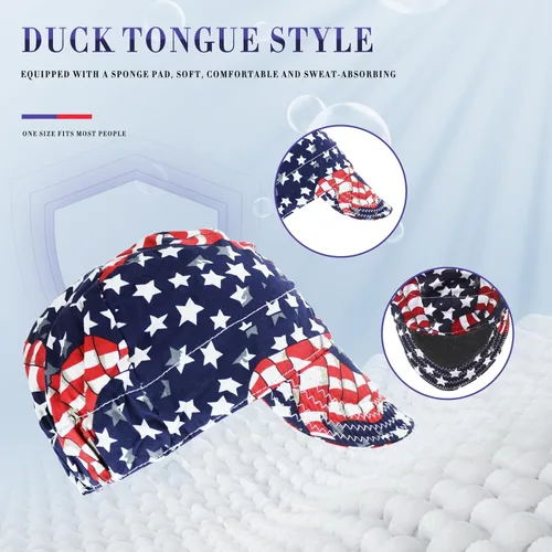 Vista 5 de TRQWH Gorra de Soldadura 100% Algodón Gorras de Soldadura para Hombres 3 Pzas con Malla Interior Absorción de Sudor Resistente a las Llamas Gorra
