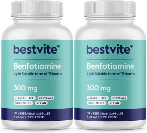 Vista 10 de Benfotiamina 300 mg (60 cápsulas vegetarianas) sin estearatos - sin dióxido de silicio - vegano - sin OMG - sin gluten