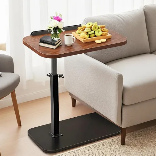 Vista 8 de Mesa auxiliar de mesa C de altura ajustable, mesa para portátil para sofá, cama, rincón de lectura, extremo en forma de C para sofá, bandeja de TV