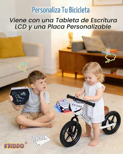 Vista 7 de KRIDDO Bicicleta de equilibrio para niños de 2 años con tableta de Led blanco