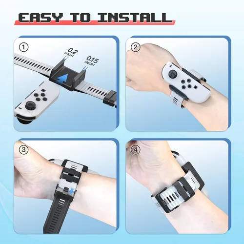 Vista 5 de Narati Wrist Bands for Just Dance 2024 2023 2022 2021 Switch, Adjustable Size Silicone Wrist Straps Compatible with Joy Cons & Switch OLED Model, 2