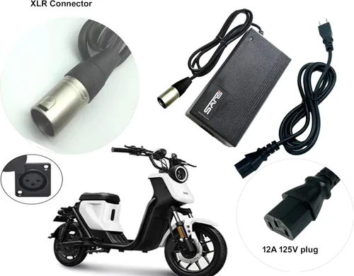 Vista 4 de Syvrac Cargador inteligente con cabezal XLR de micrófono para batería de iones de litio de 48 V utilizada en bicicletas eléctricas y scooters