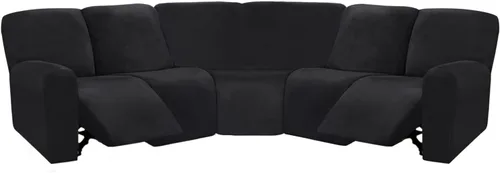 Vista 27 de ULTICOR Fundas de sofá reclinable seccional en forma de L de 7 piezas, fundas de terciopelo elásticas para sofá reclinable en forma de L, gruesas