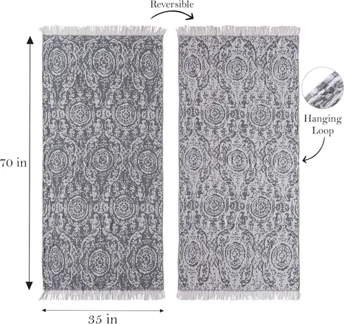 Vista 5 de Fe&Ze Toalla de playa turca con lazo para colgar, 35 x 70 pulgadas, toallas de baño turcas 100% algodón, de secado rápido, altamente absorbentes