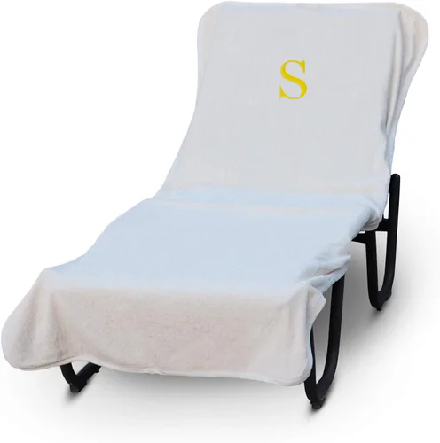 Vista 169 de Funda de lujo para tumbona de piscina con monograma de Hotel y Spa, bordado con letras en bloque - Extra absorbente 100% algodón turco - Rizo suave