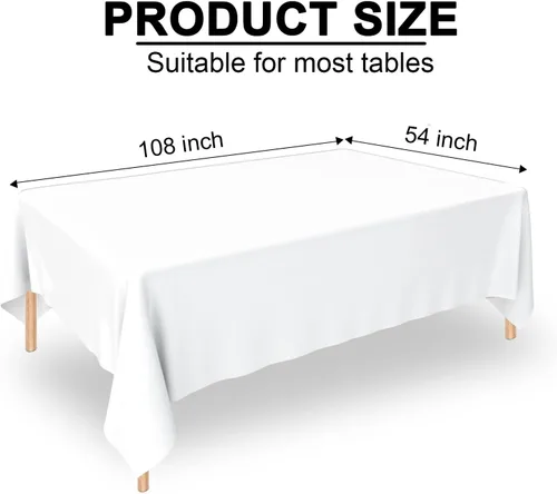 Vista 2 de WNINK Paquete de 6 manteles de plástico desechables de 54 x 108 pulgadas, color blanco bebé, para fiestas, despedidas de soltera, bodas, cumpleaños