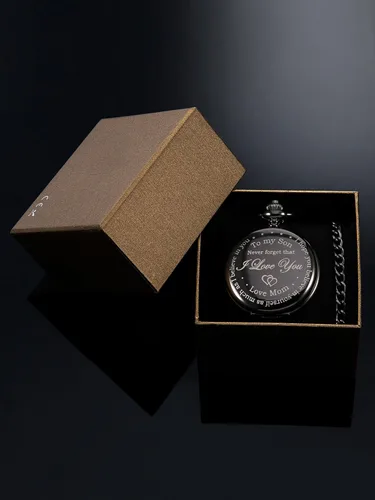 Vista 6 de Hicarer - Reloj de bolsillo con cadena regalo para hijo nunca olvides eso te amo mamá de madre a hijo