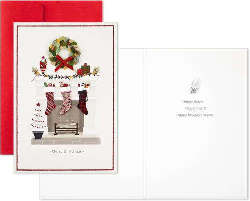 Vista 4 de Hallmark - Tarjetas de Navidad hechas a mano en caja (12 tarjetas con sobres) Chimenea, Hogar Feliz