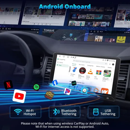 Vista 3 de A5L - Estéreo de coche doble DIN Android de 10 pulgadas con cámara de respaldo, CarPlay inalámbrico y Android Auto, navegación