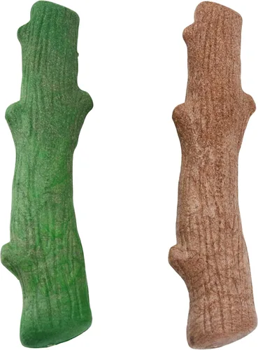 Vista 12 de Outward Hound Dogwood juguetes para masticar de madera duradera para perros, madera real y cáñamo calmante, paquete de 2, mediano