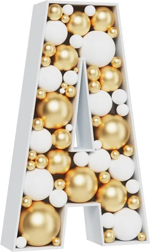 Vista 7 de 3 pies de alto Letras enormes con marco para mosaicos de globos, letras iluminadas con marco, tabla de espuma troquelada precortada, letras